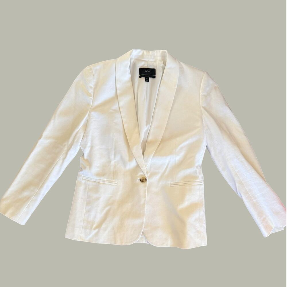 JCREW Parke blazer in stretch linen blend-Ivory Size 6 - Picture 2 of 12